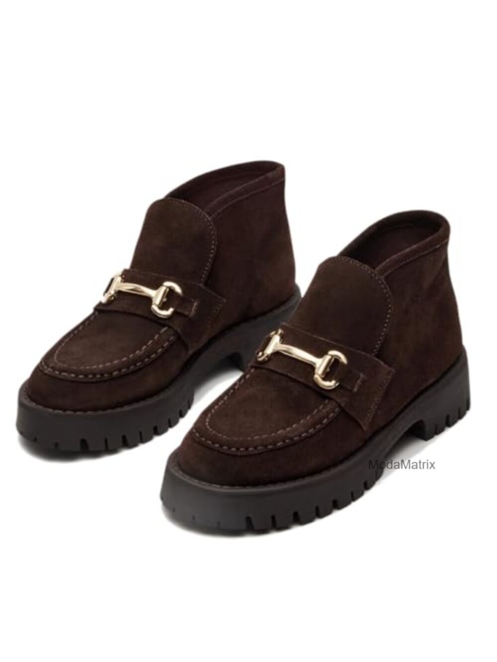 Womens Platform Ankle Boots Chunky Heel Slip On Suede Booties
